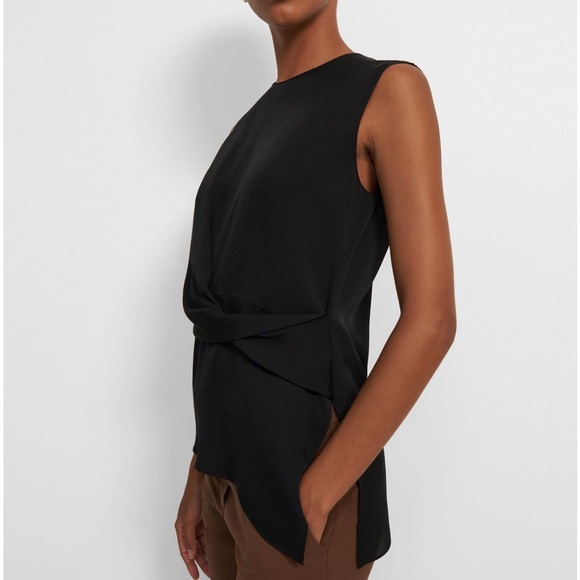 Theory Sleeveless Twist Top in Silk Georgette - Picture 1 of 7